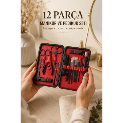 BUĞZ Paslanmaz Çelik Uçlu 17 Parça Profesyonel Manikür ve Pedikür Seti