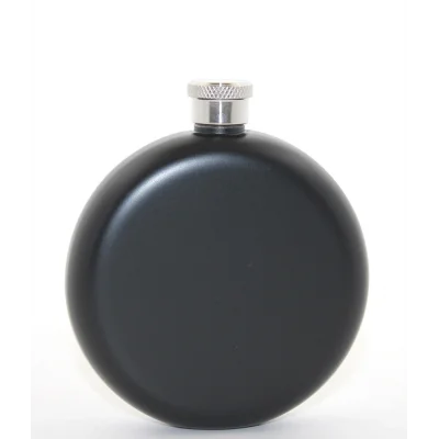 BUĞZ Paslanmaz Çelik Yuvarlak 5 Oz Tekli Matara Siyah Renk