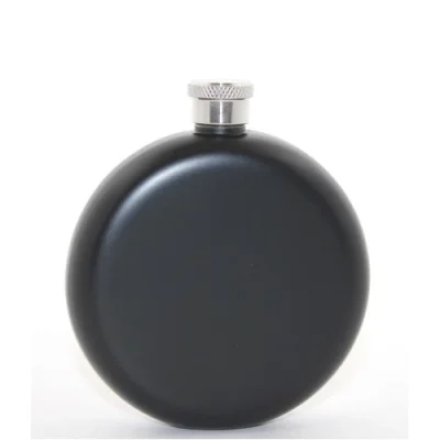  Paslanmaz Çelik Yuvarlak 5 Oz Tekli Matara Siyah Renk