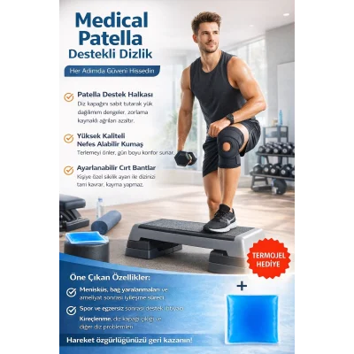 BUĞZ Patella Destek Halkalı Nefes Alabilir Dizlik Menisküs Günlük Kullanım ve Egzersiz İçin