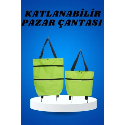 BUĞZ Pazar Arabası ve Alışveriş Çantası Çift Yönlü Kolay Tekerlekli Taşınabilir