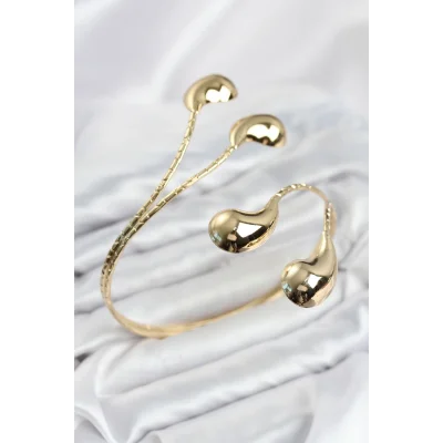 BUĞZ Pazu Bileklik Gold Renk Pirinç Damla Model