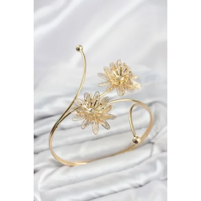 BUĞZ Pazu Bileklik Gold Renk Pirinç Lotus Model