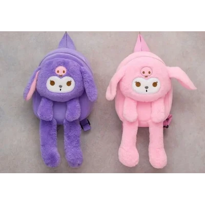 BUĞZ Peluş Işıklı Oynar Kulaklı Kuromi Sırt Çantası