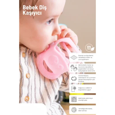 BUĞZ Pembe Bebek Silikon Diş Kaşıyıcı