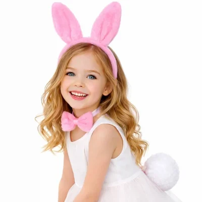 BUĞZ Pembe Full Tavşan Kulak Papyon Kuyruk 3lü Parti Seti