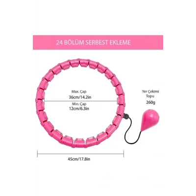 BUĞZ Pembe Hula Hoop Çember 24lü Hulahoop, Egzersiz Çemberi, Egzersiz