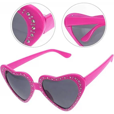  Pembe Kalp Taşlı Parti Gözlüğü