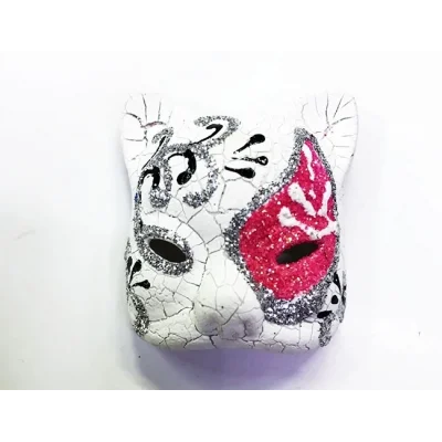 BUĞZ Pembe Renk İşlemeli Seramik Malzemeden İmal Venedik Kedi Model Magnet