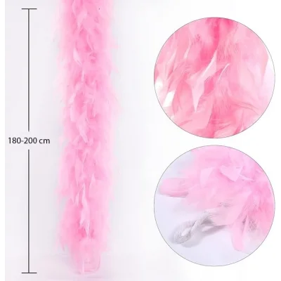 BUĞZ Pembe Renk Kabarık Kalın Otriş Boa Tüy 6 Cm Genişlik 180-200 Cm Uzunluk - Lisinya
