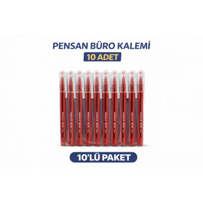 BUĞZ Pensan Büro 2270 Kırmızı Tükenmez Kalem 1.0 mm Medium Yerli Üretim 10 Adet