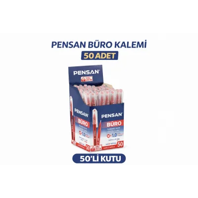 BUĞZ Pensan Büro 2270 Kırmızı Tükenmez Kalem 1.0 mm Medium Yerli Üretim 50 Adet