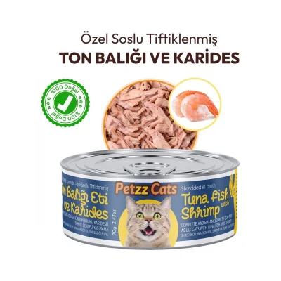 BUĞZ Petzzcats Ton Balığı & Karides Konserve Kedi Maması 1 Adet 70 gr