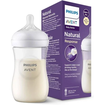 BUĞZ Philips Avent Natural Response PP Biberon 1 Ay+ 260 ml, Tepkili Biberon Emziği SCY903/01