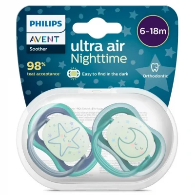 BUĞZ Philips Avent Ultra Air Night Karanlıkta Parlar Gece Emziği 6-18 ay Erkek SCF376/13