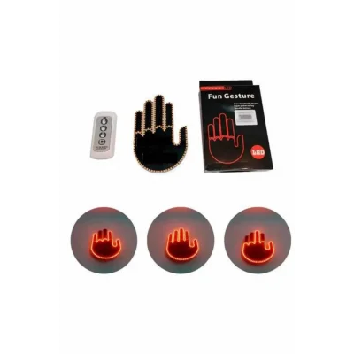 BUĞZ Pilli Led Işık Araç Camı İçin Uzaktan Kumandalı El Simgesi - BUĞZ