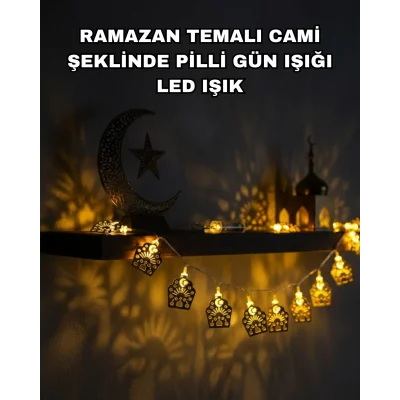 BUĞZ Pilli Ramazan ve Bayram LED Işık Zinciri Cami Temalı Dekoratif