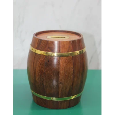 BUĞZ Pirinç Ahşap Fıçı Kumbara