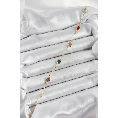 BUĞZ Pirinç Asorti Model Gold Renk Zirkon Taşlı Kadın Bileklik - Lisinya