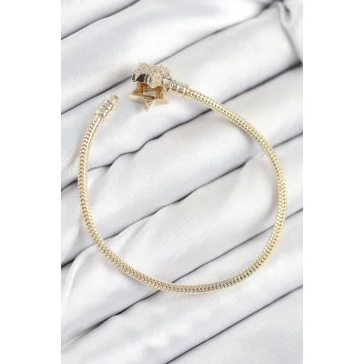 BUĞZ Pirinç Charm Zirkon Taşlı Yıldız Model Gold Renk Kadın Bileklik - Lisinya