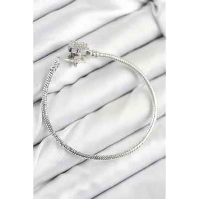 BUĞZ Pirinç Charm Zirkon Taşlı Yıldız Model Gümüş Renk Kadın Bileklik - Lisinya