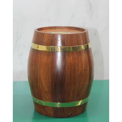 BUĞZ Pirinç Detaylı Fıçı Kumbara Model 3