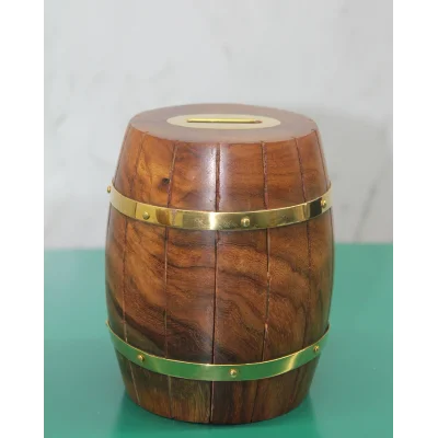 BUĞZ Pirinç Detaylı Fıçı Kumbara Model 4