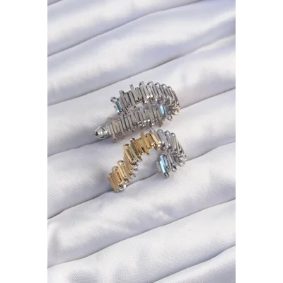 BUĞZ Pirinç Gold Gümüş Renkli Tırtıklı Kalp Küpe - Lisinya