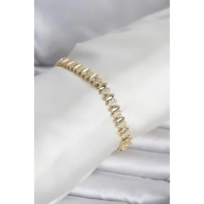 BUĞZ Pirinç Gold Renk Arpa Model Kadın Bileklik