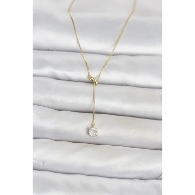 BUĞZ Pirinç Gold Renk Asansörlü Model Kadın Kolye