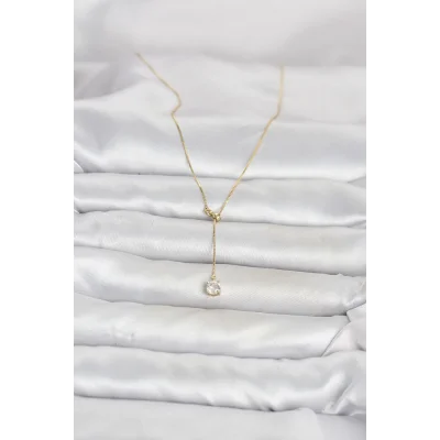 BUĞZ Pirinç Gold Renk Asansörlü Model Kadın Kolye - BUĞZ