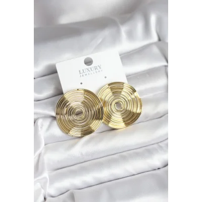 BUĞZ Pirinç Gold Renk Circle Model Kadın Küpe