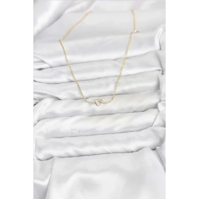 BUĞZ Pirinç Gold Renk Düğüm Kalp Model Kadın Kolye - Lisinya