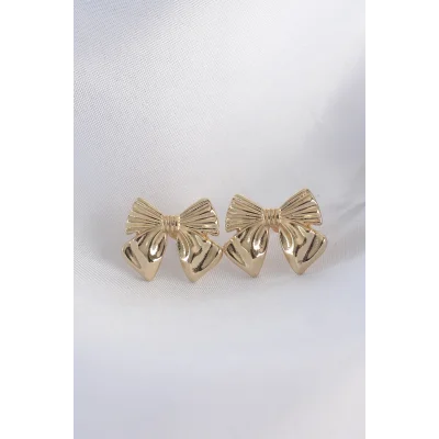 BUĞZ Pirinç Gold Renk Fiyonk Küpe