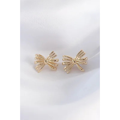 BUĞZ Pirinç Gold Renk Fiyonk Küpe