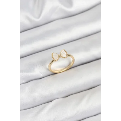 BUĞZ Pirinç Gold Renk Fiyonk Model Kadın Yüzük