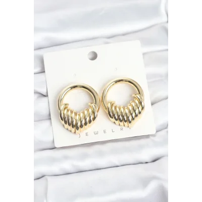 BUĞZ Pirinç Gold Renk Halka Sarmal Model Vintage Kadın Küpe