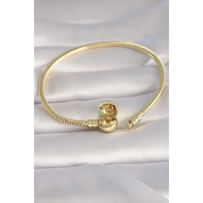 BUĞZ Pirinç Gold Renk İşleme Detay Charm Model Kadın Bileklik - Lisinya