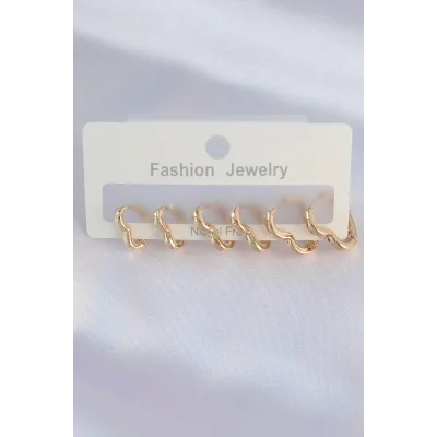 BUĞZ Pirinç Gold Renk Kalp Model Küpe Seti