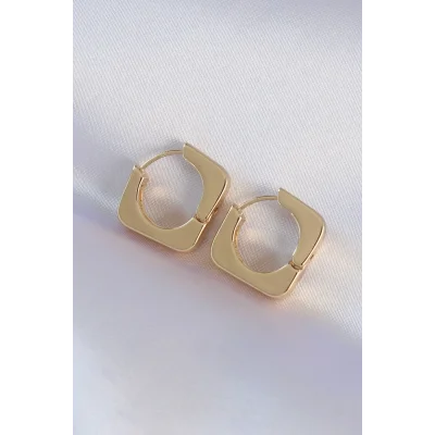 BUĞZ Pirinç Gold Renk Kare Küpe