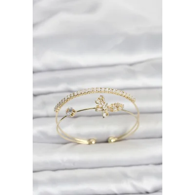 BUĞZ Pirinç Gold Renk Kelebek Model Kadın Bileklik