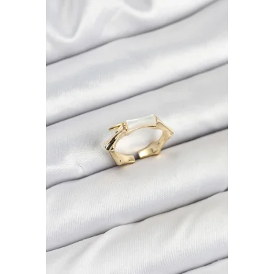 BUĞZ Pirinç Gold Renk Kemik Model Kadın Yüzük