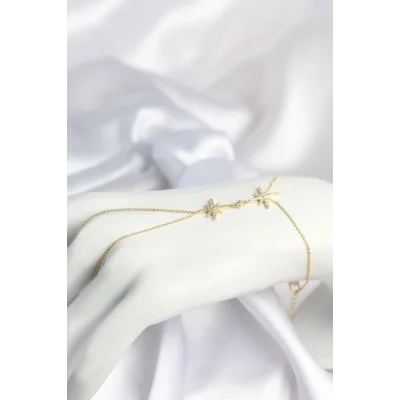 BUĞZ Pirinç Gold Renk Kutup Yıldızı Model Zirkon Taşlı Şahmeran