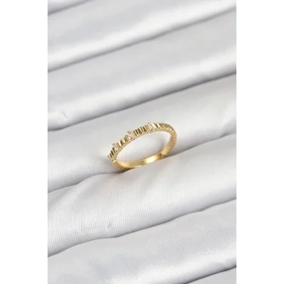 BUĞZ Pirinç Gold Renk Lazer Kesim Kadın Yüzük