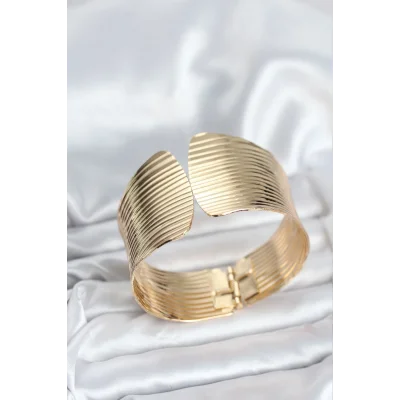 BUĞZ Pirinç Gold Renk Levha Model Kadın Bileklik