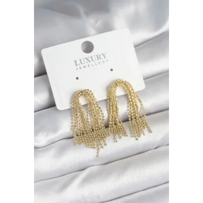 BUĞZ Pirinç Gold Renk Sallantılı Kadın Küpe