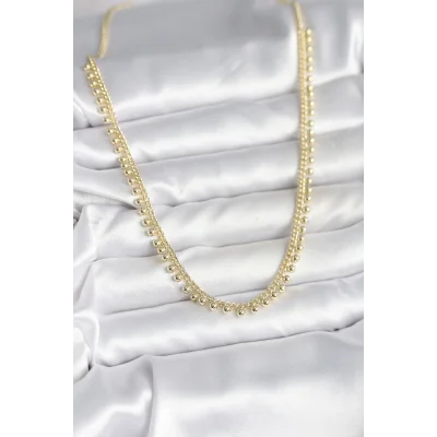 BUĞZ Pirinç Gold Renk Sıralı Topçuk Model Kadın Kolye - Lisinya