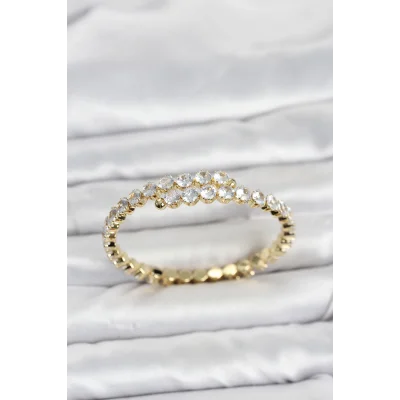 BUĞZ Pirinç Gold Renk Sıralı Zirkon Taşlı Kadın Bileklik