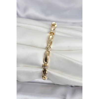 BUĞZ Pirinç Gold Renk Sütun Model Kadın Bileklik - BUĞZ