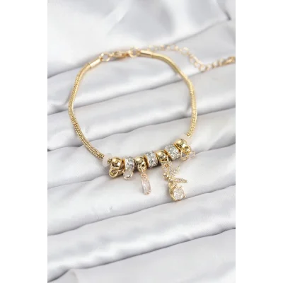 BUĞZ Pirinç Gold Renk Tinkerbell Charmlı Kadın Bileklik